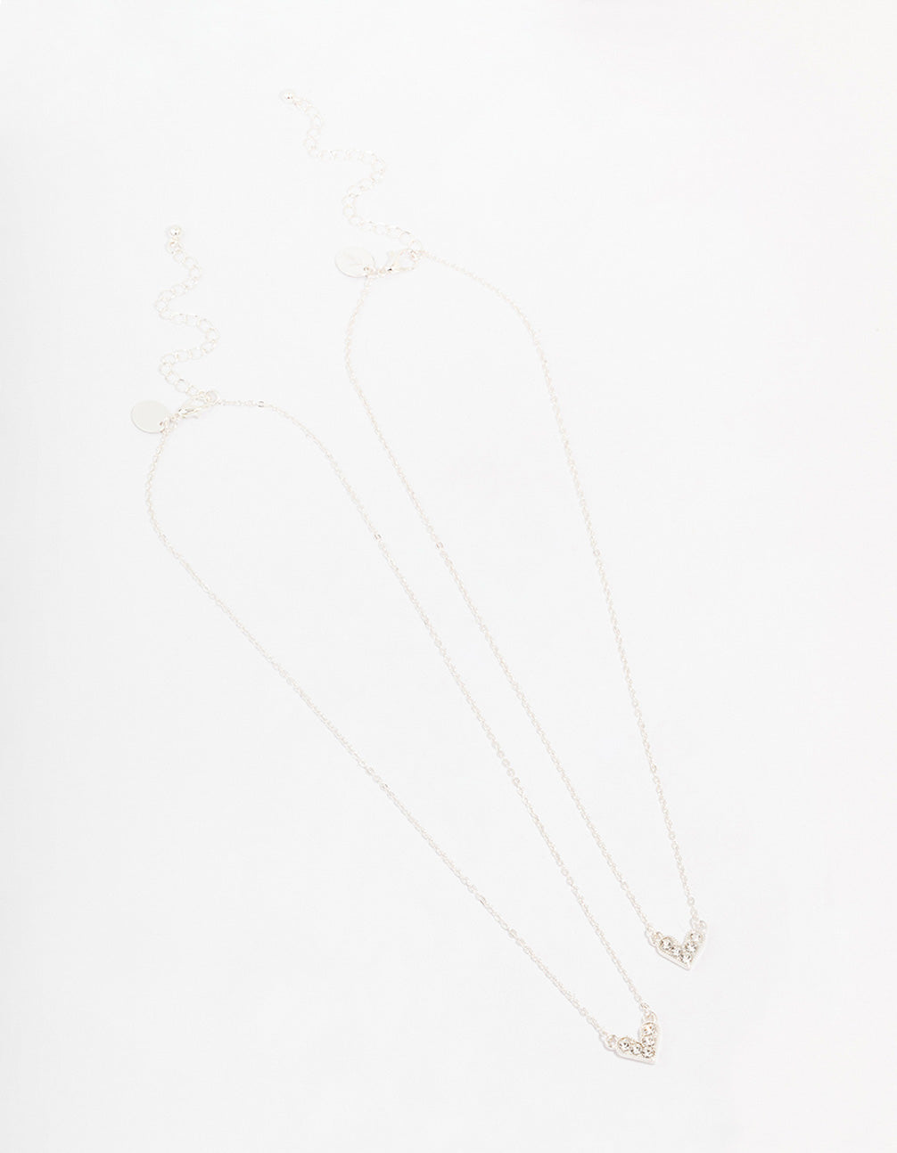 Silver Abstract Heart Diamante Necklace Pack