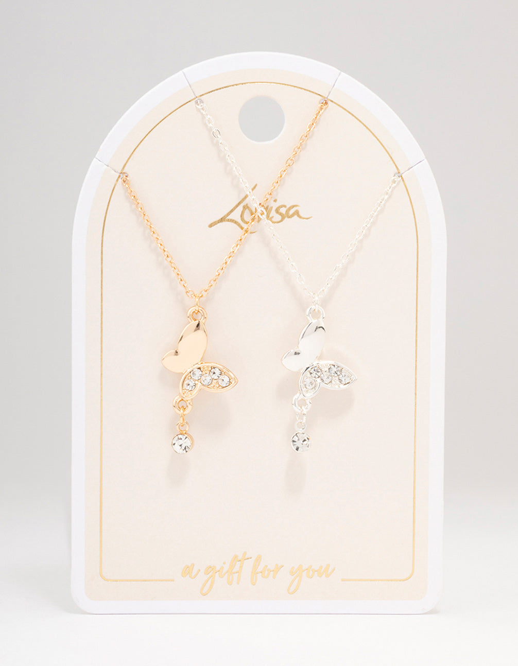 Mixed Metal Butterfly Diamante Necklace Pack
