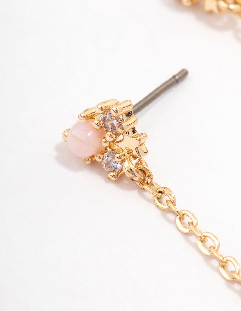 Gold Cubic Zirconia Dainty Moon Drop Earrings