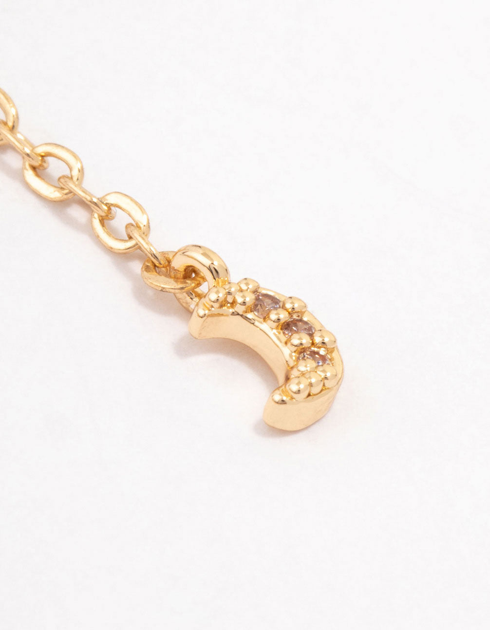 Gold Cubic Zirconia Dainty Moon Drop Earrings