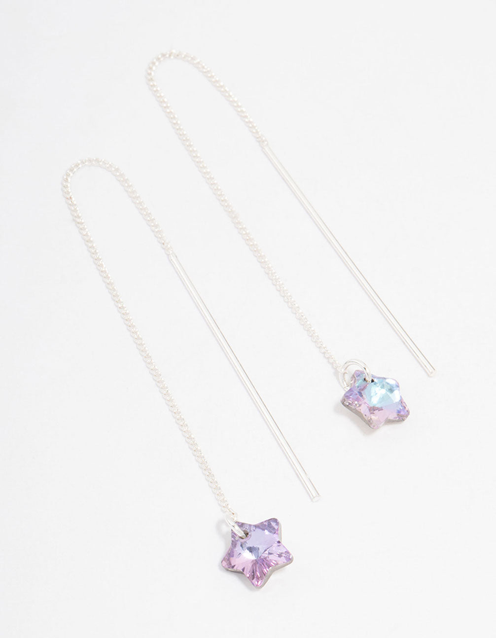 Silver Thread Through Star Drop Earrings