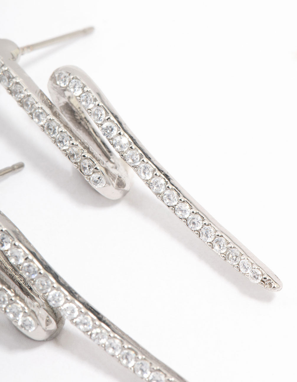 Silver Diamante Lightning Bolt Drop Earrings