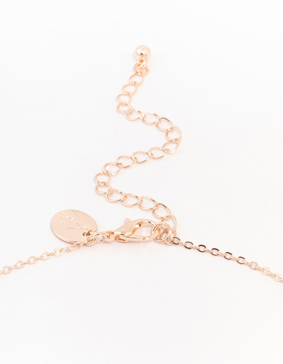 Rose Gold Cubic Zirconia Diamante Bow Pendant Necklace