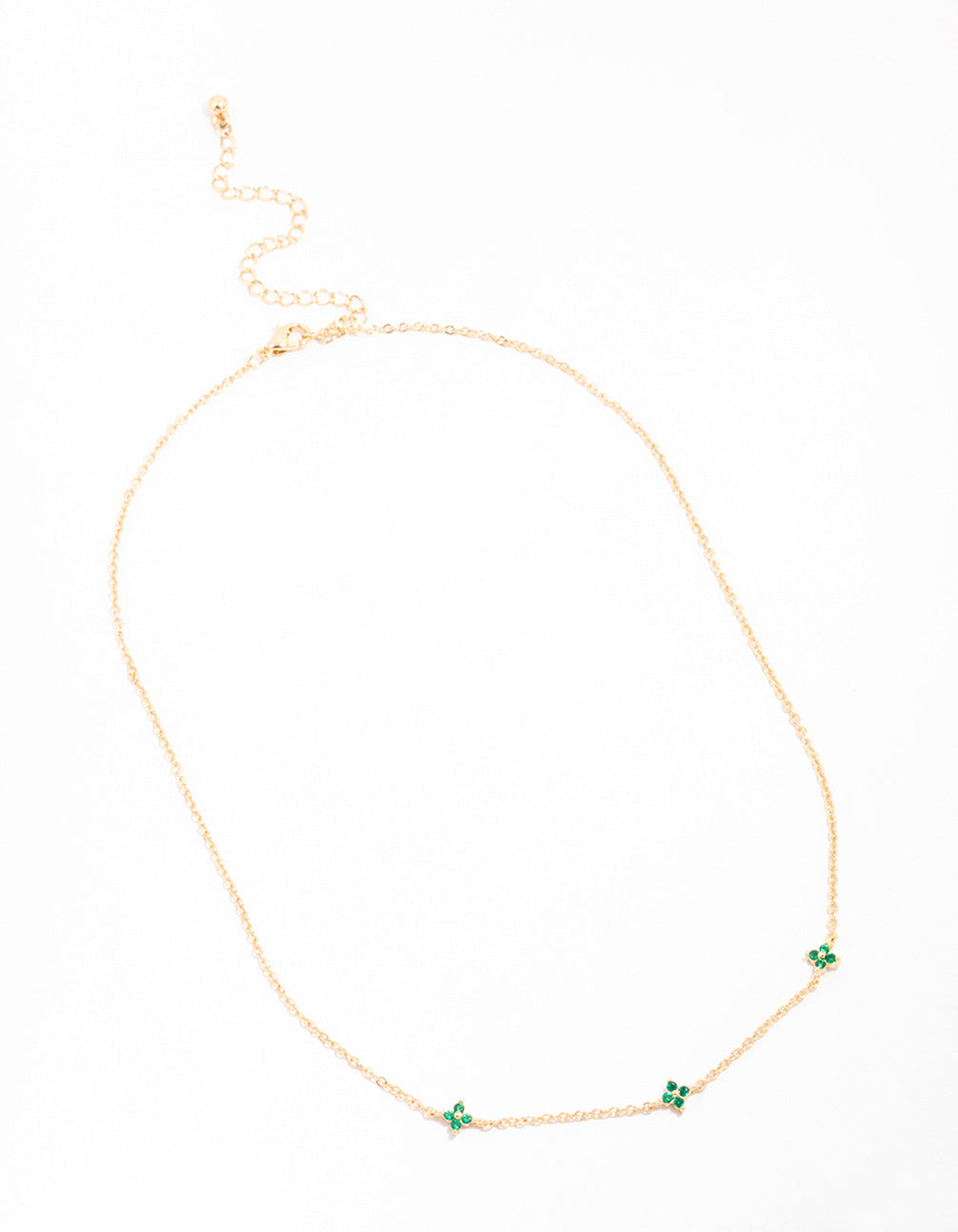 Gold Cubic Zirconia Fine Station Flower Necklace