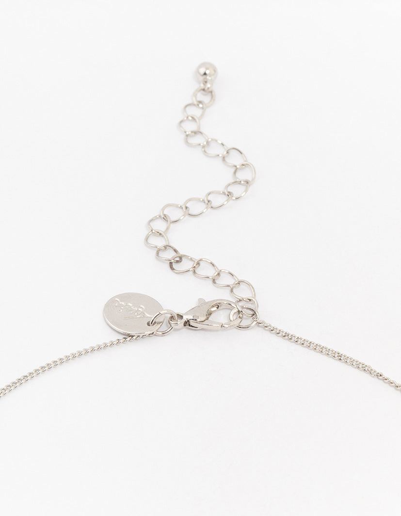 Silver Cubic Zirconia Swirl Pearl Necklace