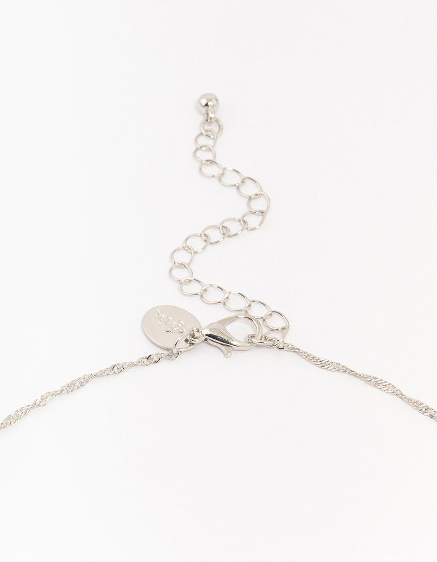 Silver Cubic Zirconia Diamante Double Cross Necklace