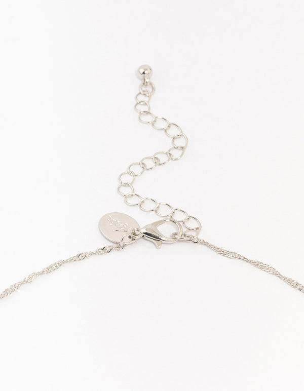 Silver Cubic Zirconia Diamante Double Cross Necklace