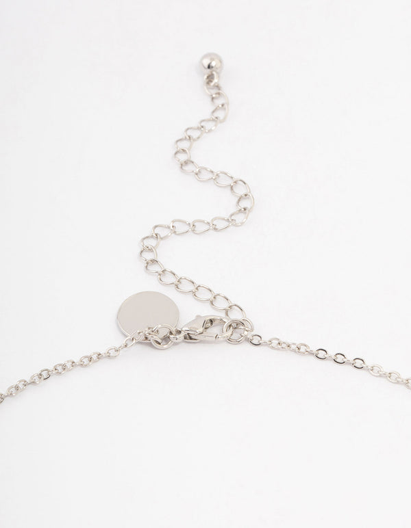 Silver Cubic Zirconia Station Flower Necklace