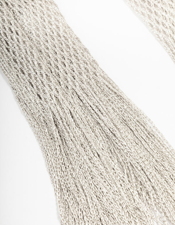 Silver Fabric Drape Scarf Necklace