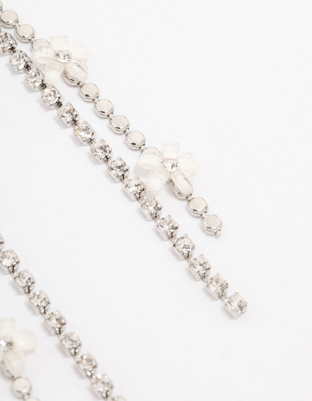 Silver Cupchain Flower Waterfall Drop Earrings