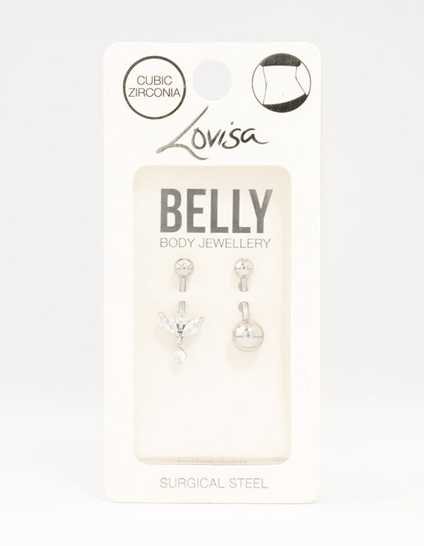 Surgical Steel Round Drop Belly Piercings 2-Pack