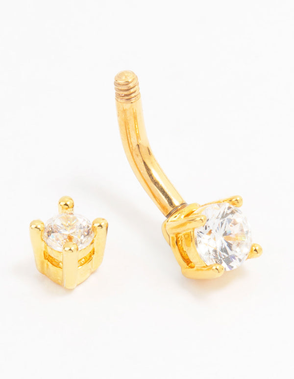 Gold Plated Titanium Mini Double Round Bellybar