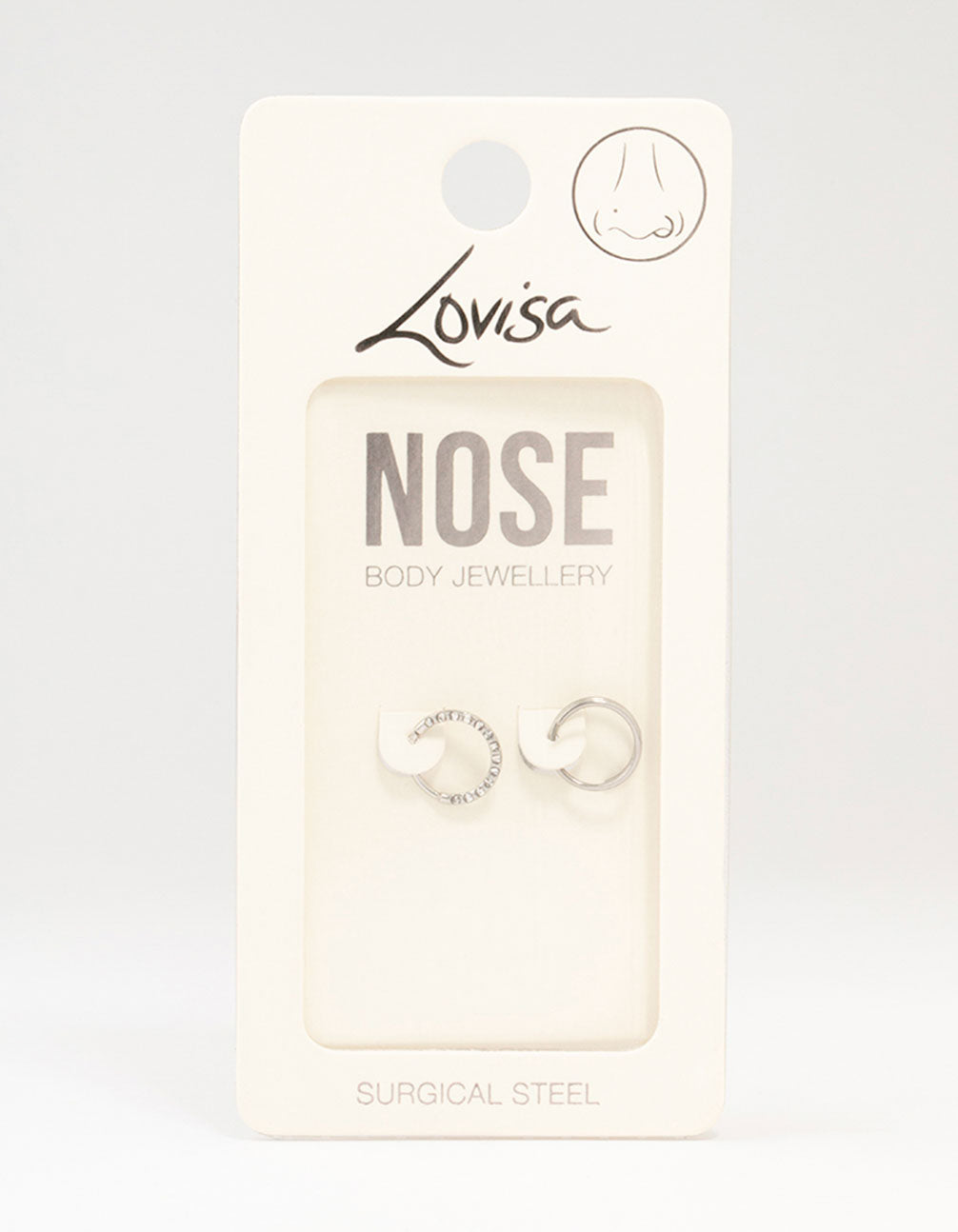 Surgical Steel Cubic Zirconia And Spiral Nose Ring 2-Pack