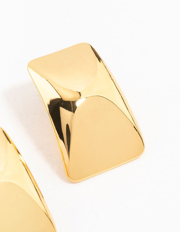 Waterproof Gold Plated Stainless Steel Rectangle Stud Earrings