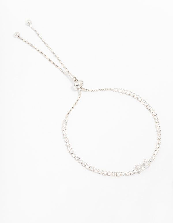 Silver Cubic Zirconia Toggle Bracelet