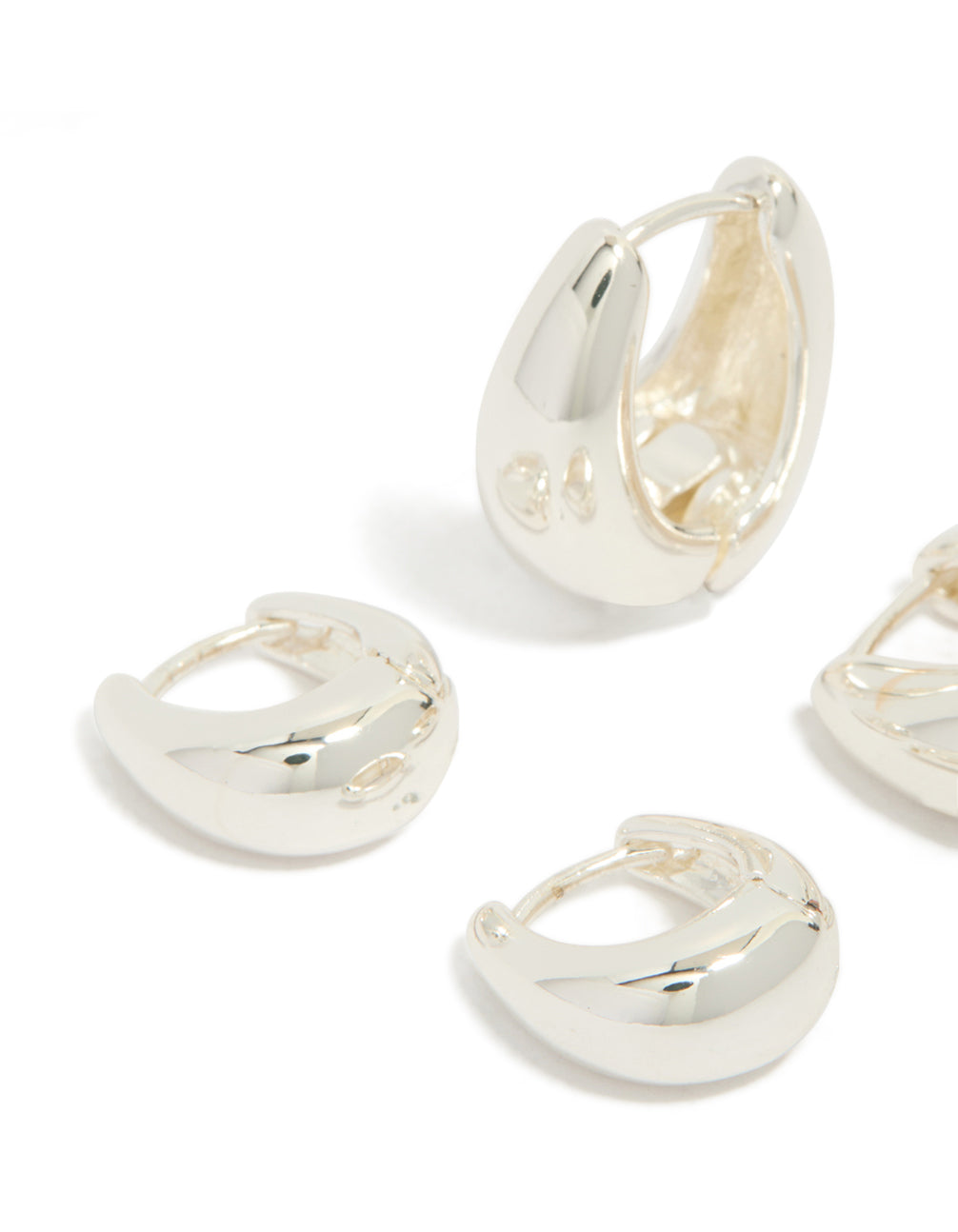 Silver Plated Small & Medium Oval Huggie Earrings
