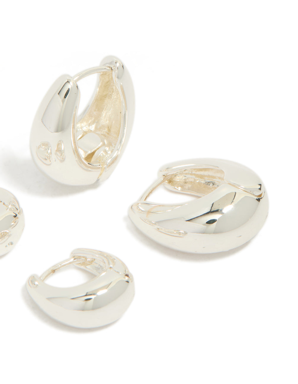 Silver Plated Small & Medium Oval Huggie Earrings