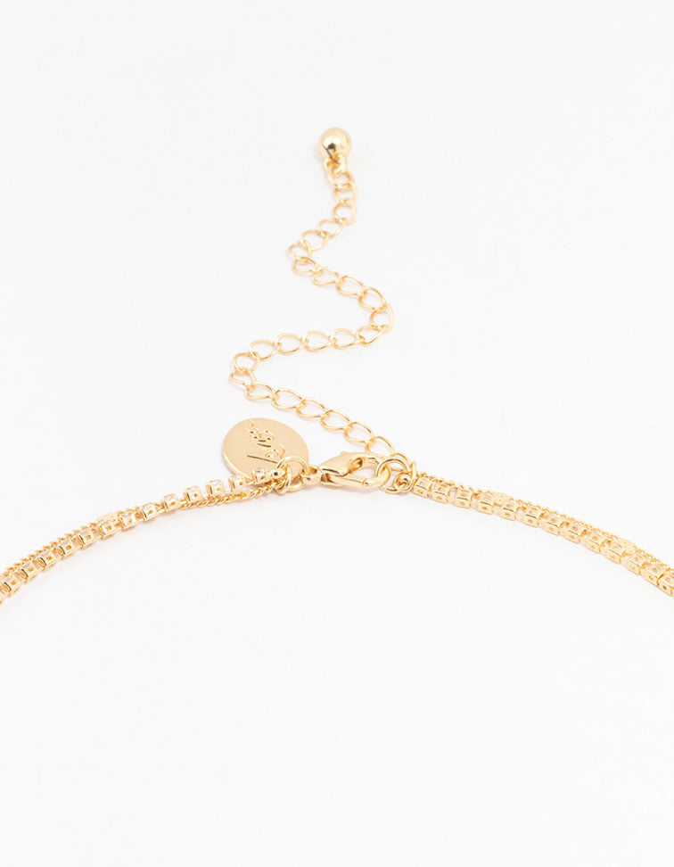 Gold Plated Cubic Zirconia Dainty Hoop & Necklace Set