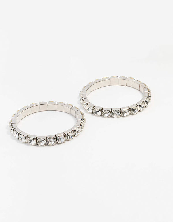 Silver Diamante Stretch Bracelet 2-Pack