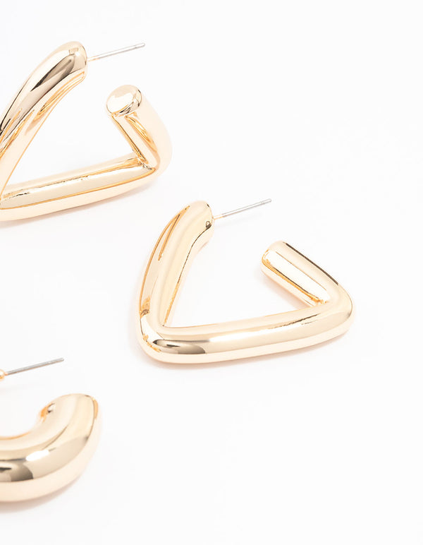 Gold Mixed Shape Hoop Earrings 2-Pack