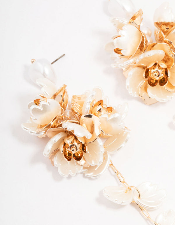 Gold Floral Drop Earrings