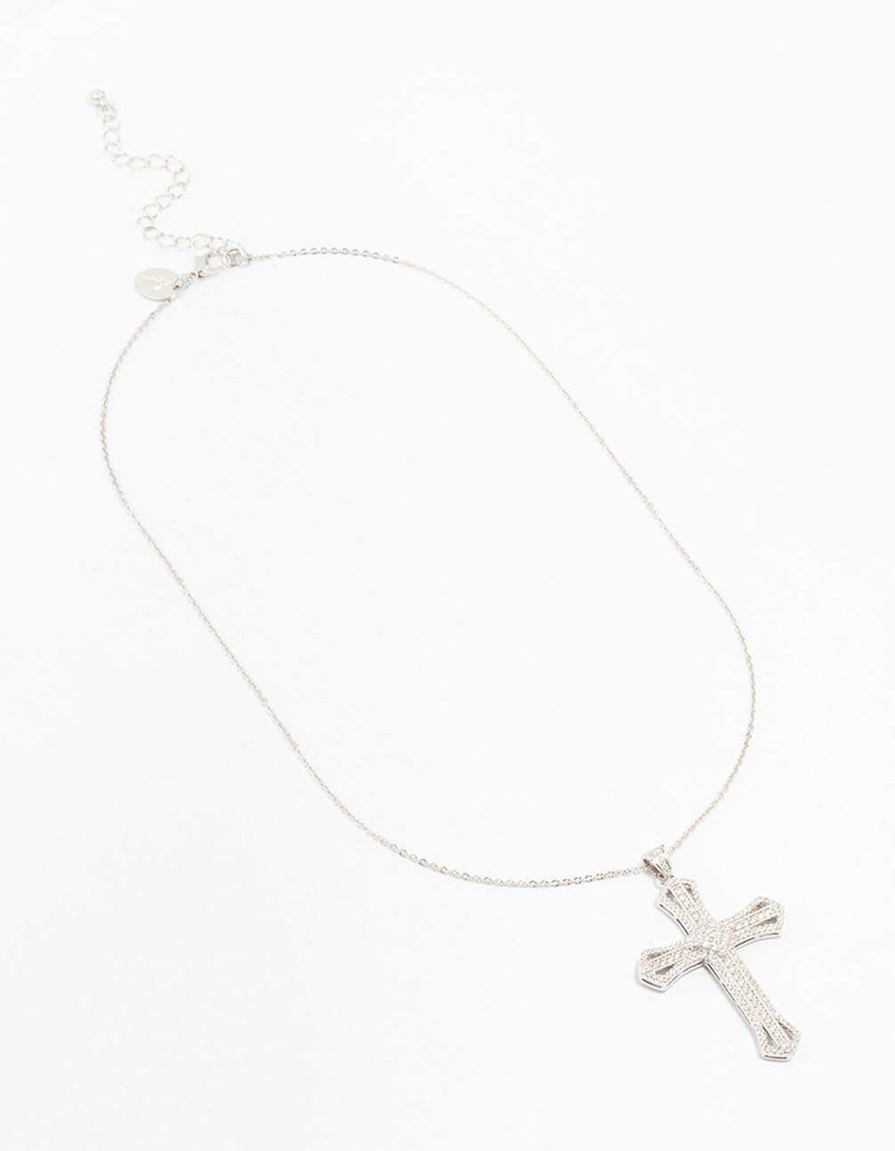 Silver Cubic Zirconia Radiant Cross Necklace