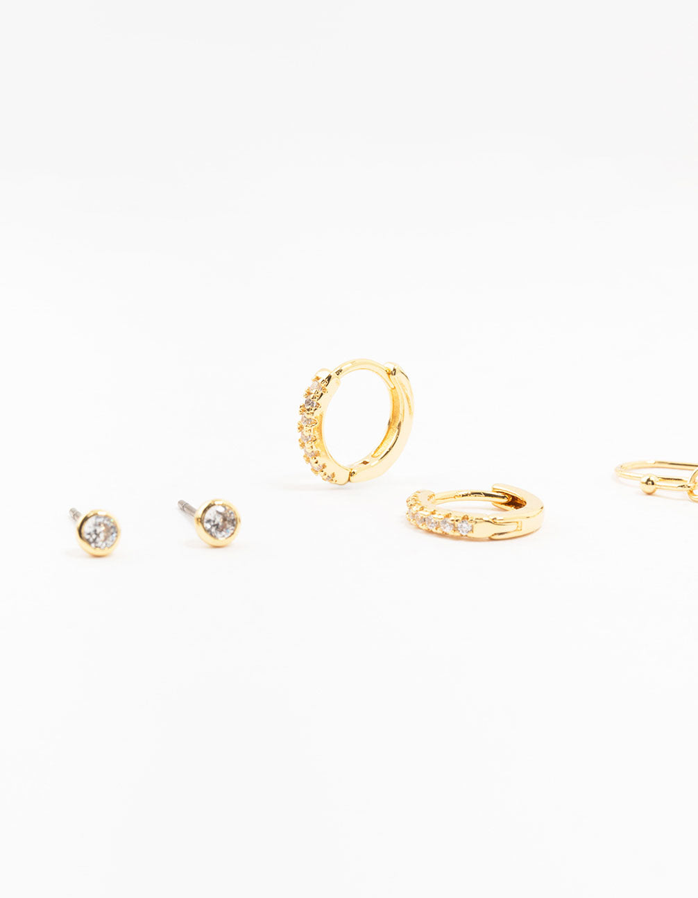 Gold Plated Brass Pearl Stud & Drop Earrings 4-Pack
