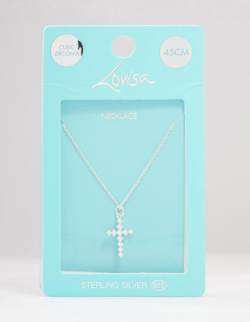 Sterling Silver Cubic Zirconia Cross Necklace