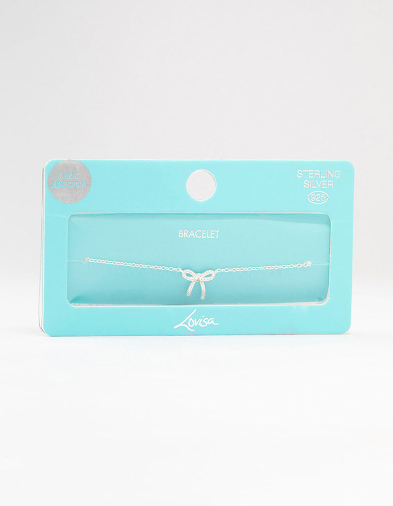 Sterling Silver Cubic Zirconia Bow Bracelet Lovisa