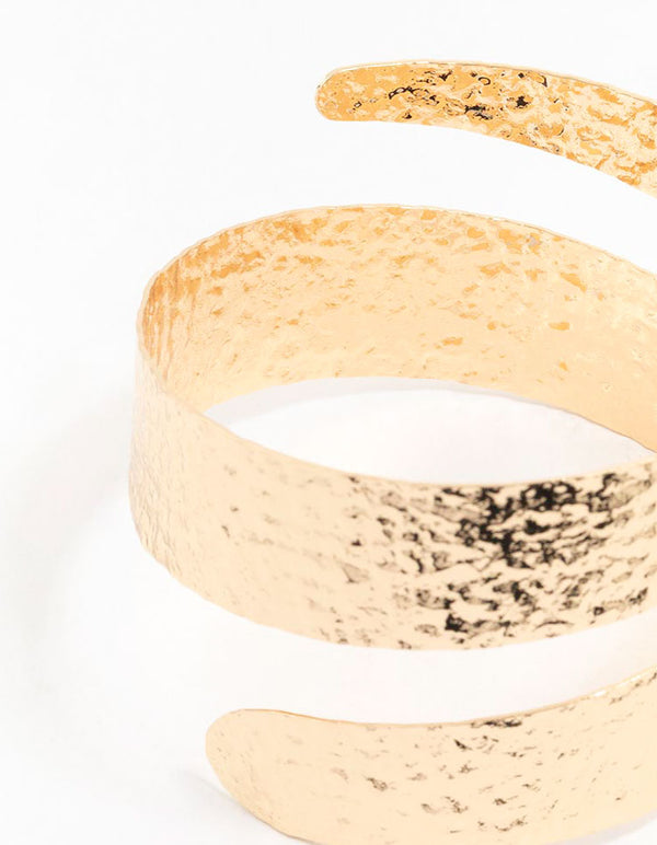 Gold Molten Spiral Cuff Bangle