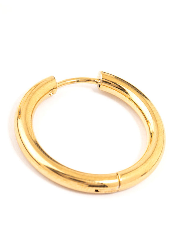 Waterproof Gold Plated Stainless Steel Clicker Hoop Earrings 24 MM