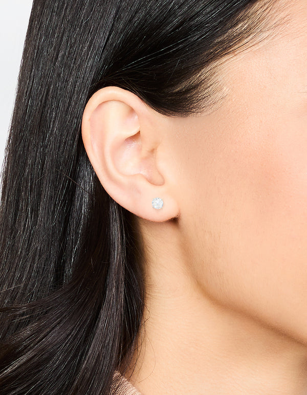 Waterproof Stainless Steel Cubic Zirconia Stud Earrings 5 MM