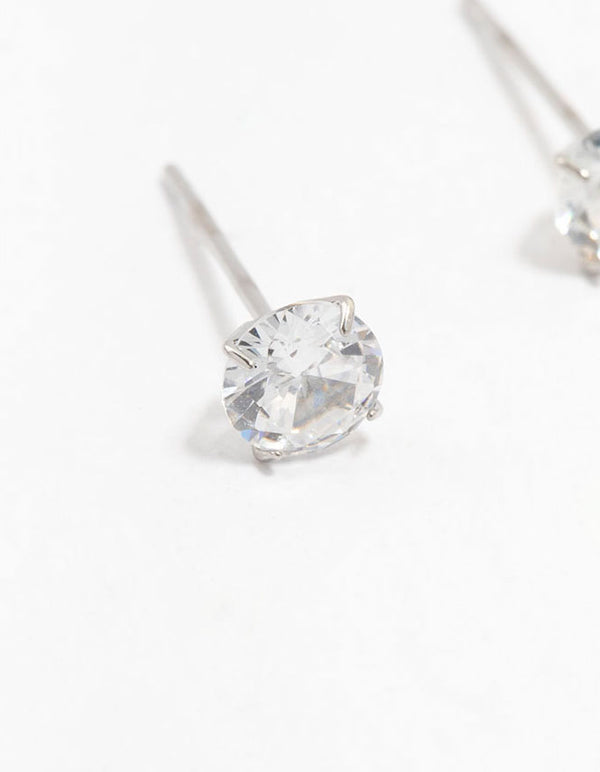 Waterproof Stainless Steel Cubic Zirconia Stud Earrings 5 MM