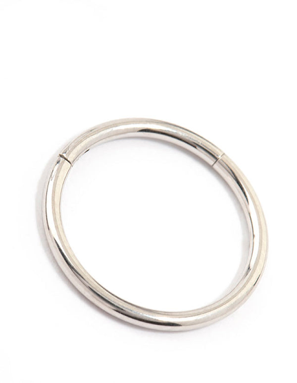 Highlighting waterproof stainless steel sleeper earrings in silver, 12 MM size post detail view