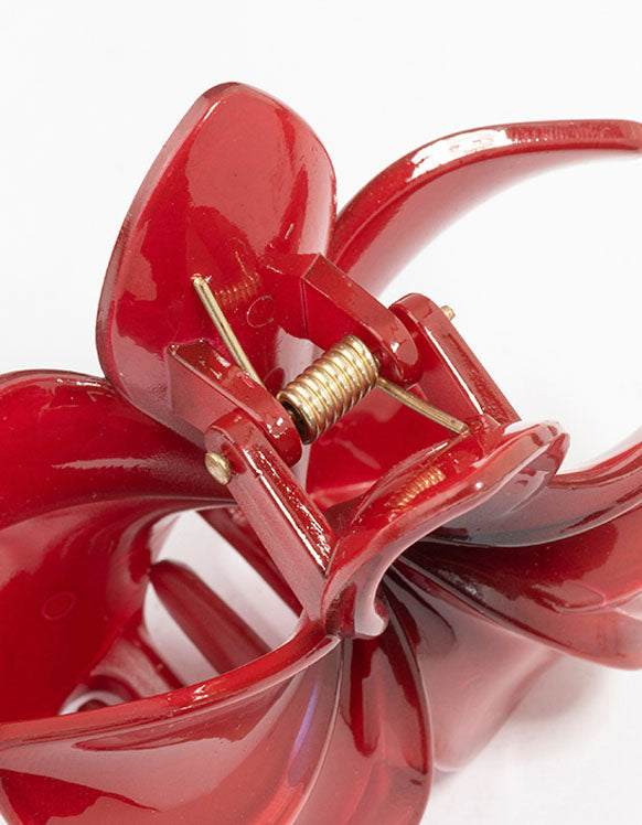 Plastic Burgundy Hibiscus Flower Claw Clip