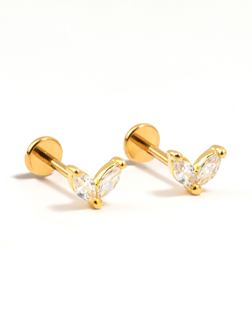 Gold Plated Surgical Steel Double Leaf Flat Backs 2-Pack