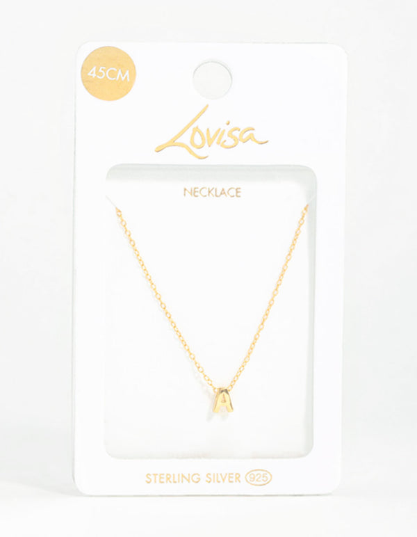 Gold Plated Sterling Silver Initial A Necklace