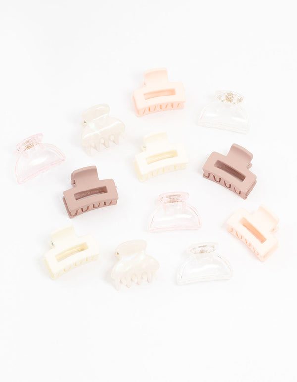 Mini Blush & Ivory Hair Claw Clips 12-Pack
