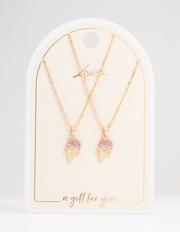 Gold Ice Cream Necklaces 2-Pack