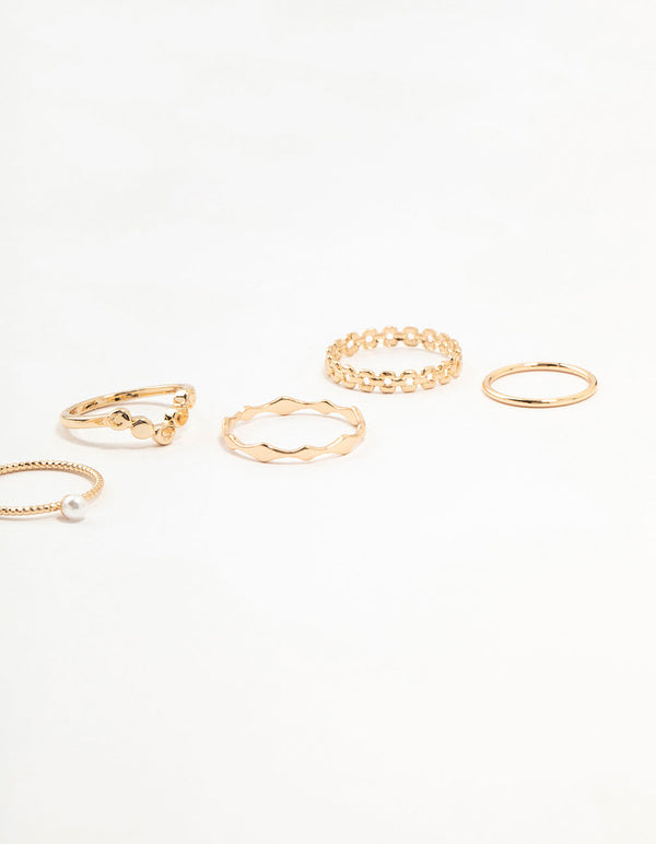 Gold Thin Mixed Stacking Rings 8-Pack