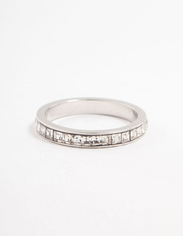 Waterproof Stainless Steel Cubic Zirconia Band Ring