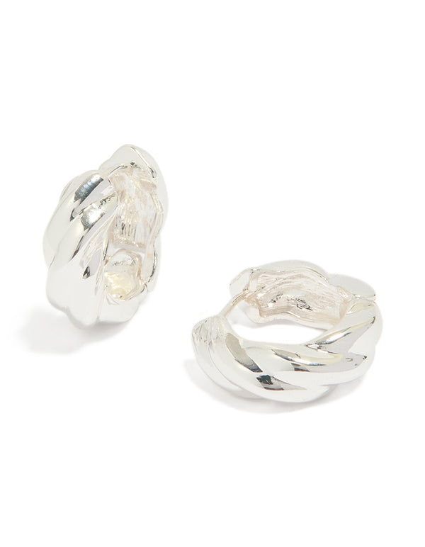 Silver Plated Twisted Hoop Earrings