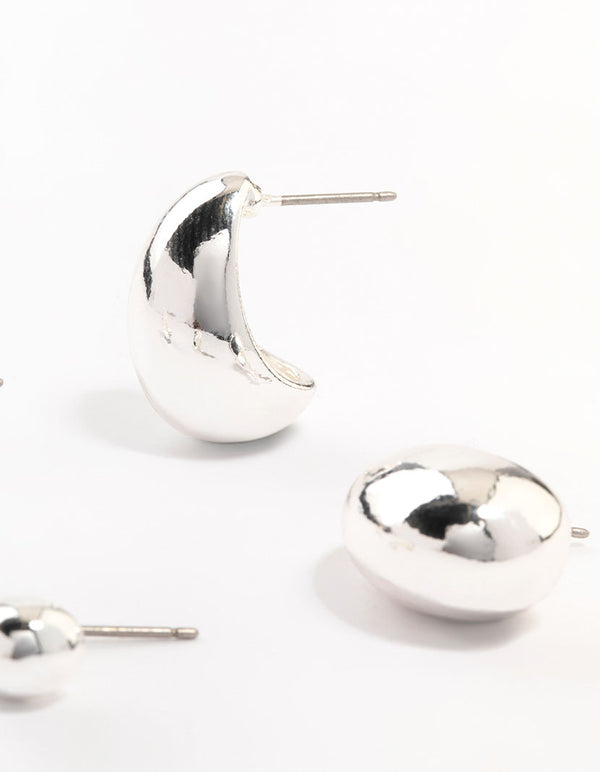 Silver Plated Teardrop Stud Earrings 2-Pack
