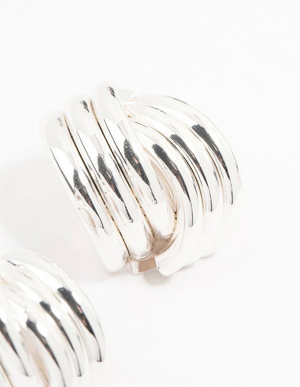 Silver Plated Knotted Stud Earrings