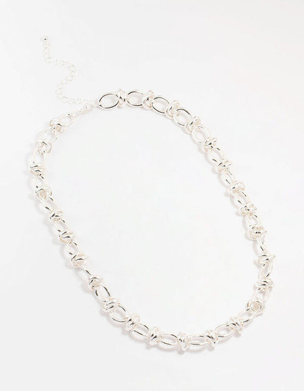 Silver Plated Knotted Chain Necklace