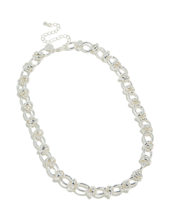Silver Plated Knotted Chain Necklace