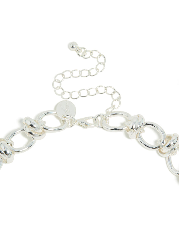 Silver Plated Knotted Chain Necklace