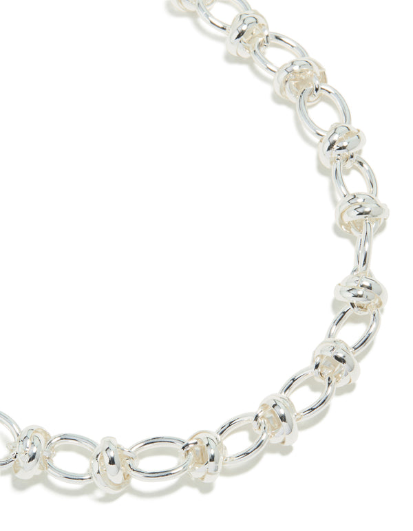 Silver Plated Knotted Chain Necklace