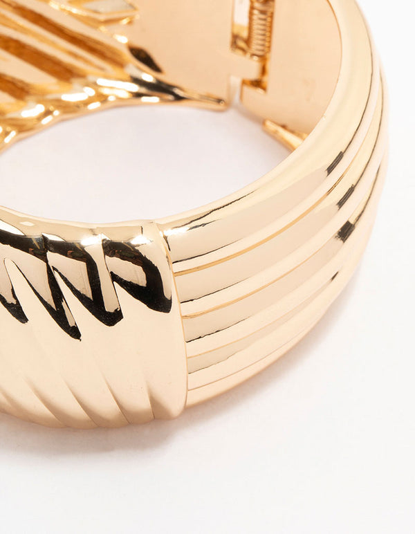 Gold Wrapped Detailed Thick Wrist Cuff