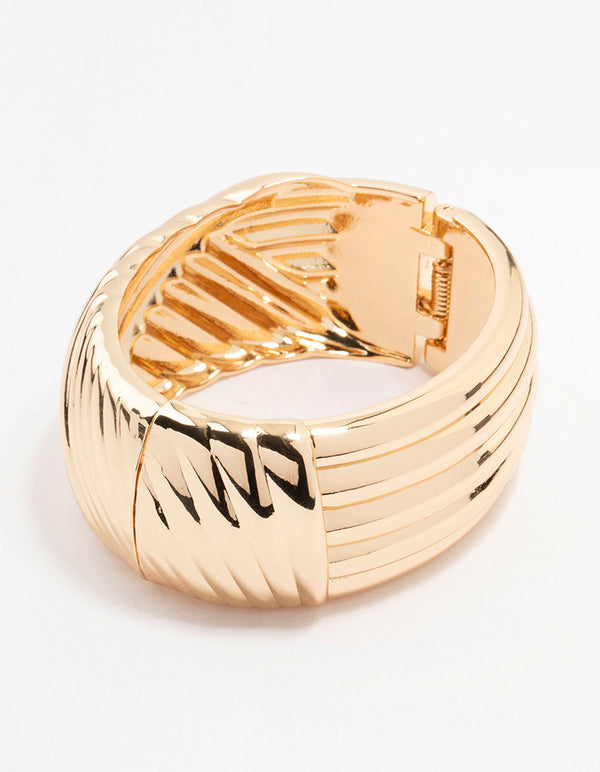 Gold Wrapped Detailed Thick Wrist Cuff